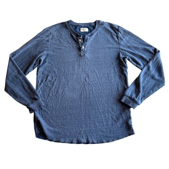 Marine Layer USA Made Classic Double Knit Thermal Blue Henley Pullover Shirt L - Picture 1 of 8
